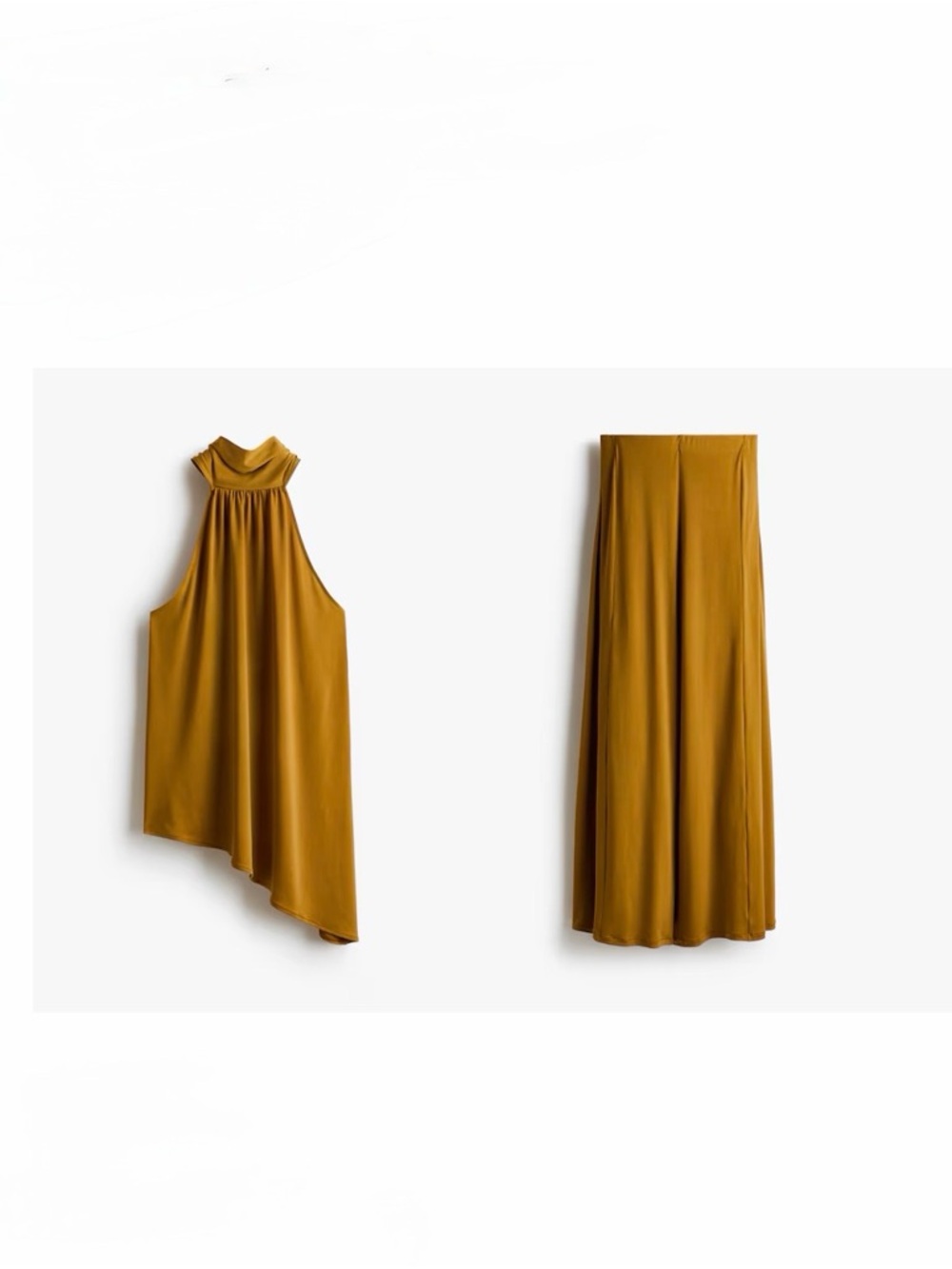 H&M Mustard Asymmetric Maxi Skirt Set